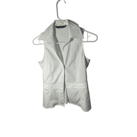 Express Stretch Old Money Diana Sleeveless White Blouse Quiet Luxury Modest - Picture 1 of 4